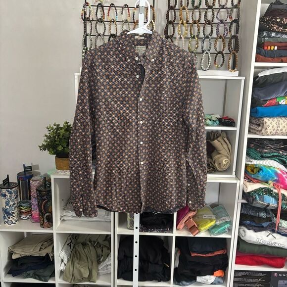 J. Crew Black and Orange floral Casual Button Down Shirt size small - Picture 4 of 7